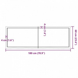 Sötétbarna kezelt tömör tölgyfa asztallap 180x60x(2-4) cm