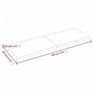 Sötétbarna kezelt tömör tölgyfa asztallap 180x60x(2-6) cm