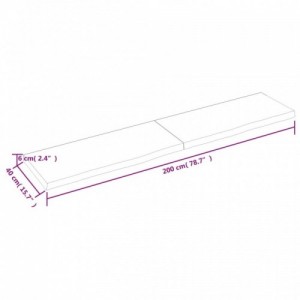 Sötétbarna kezelt tömör tölgyfa asztallap 200x40x(2-6) cm