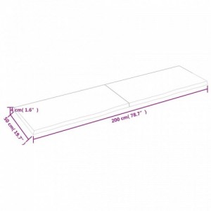 Sötétbarna kezelt tömör tölgyfa asztallap 200x50x(2-4) cm