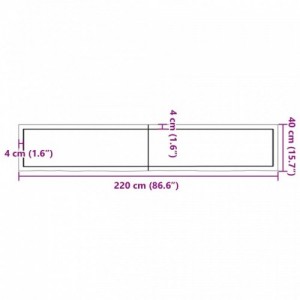 Sötétbarna kezelt tömör tölgyfa asztallap 220x40x(2-4) cm