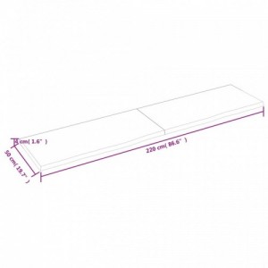 Sötétbarna kezelt tömör tölgyfa asztallap 220x50x(2-4) cm