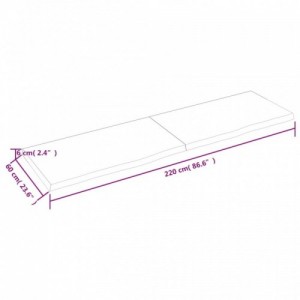 Sötétbarna kezelt tömör tölgyfa asztallap 220x60x(2-6) cm