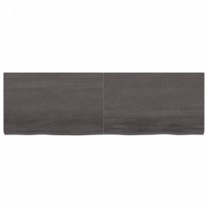 Sötétbarna kezelt tömör fa fürdőszobai pult 160x50x(2-6) cm