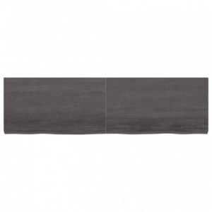 Sötétbarna kezelt tömör fa fürdőszobai pult 180x50x(2-6) cm