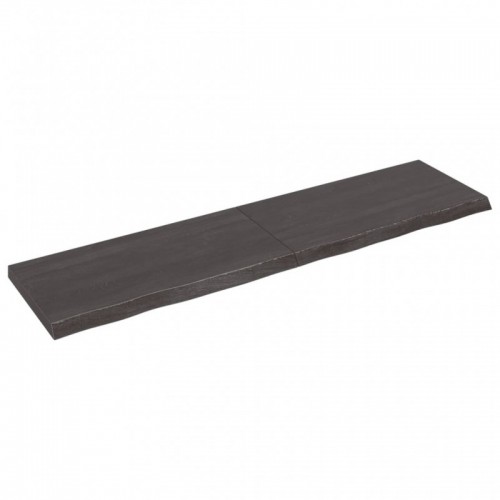 Sötétbarna kezelt tömör fa fürdőszobai pult 200x50x(2-6) cm