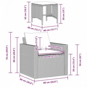 4 részes fekete polyrattan kerti ülőgarnitúra párnákkal