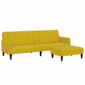 2 személyes sárga bársony kanapéágy lábtartóval