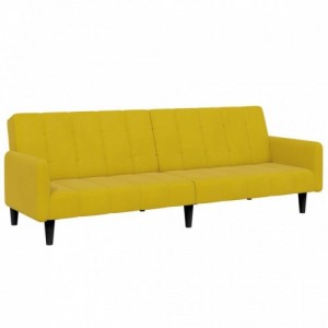 2 személyes sárga bársony kanapéágy lábtartóval