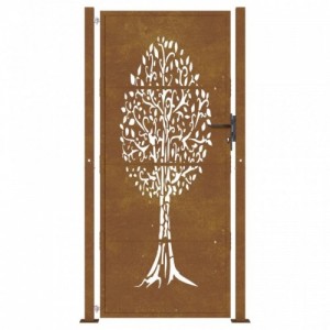 Rozsdaszínű famintás corten acél kerti kapu 105 x 205 cm