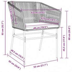 2 db szürke polyrattan kerti szék párnákkal