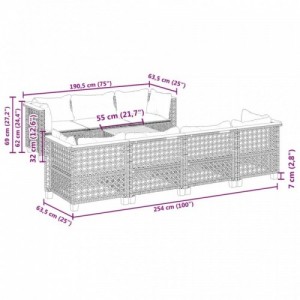 8 részes szürke polyrattan kerti ülőgarnitúra párnákkal