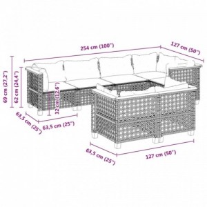 7 részes szürke polyrattan kerti ülőgarnitúra párnákkal