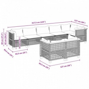 8 részes szürke polyrattan kerti ülőgarnitúra párnákkal