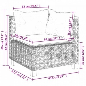 7 részes szürke polyrattan kerti ülőgarnitúra párnákkal