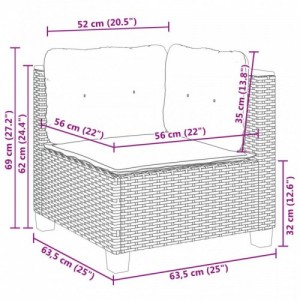 6 részes fekete polyrattan kerti ülőgarnitúra párnákkal