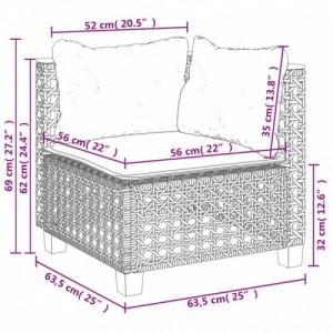 6 részes szürke polyrattan kerti ülőgarnitúra párnákkal