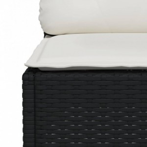 9 részes fekete polyrattan kerti ülőgarnitúra párnákkal