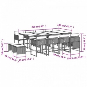 13 részes szürke polyrattan kerti ülőgarnitúra párnákkal