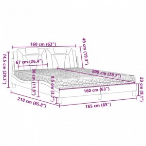 Cappuccino színű műbőr ágy matraccal 160 x 200 cm