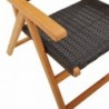 8 db fekete polyrattan és tömör fa dönthető kerti szék