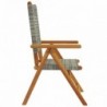 6 db szürke polyrattan és tömör fa dönthető kerti szék