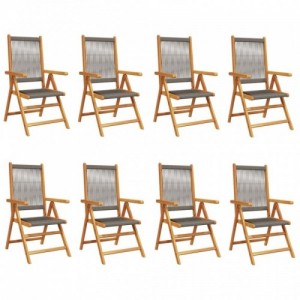 8 db szürke tömör akácfa dönthető kerti szék