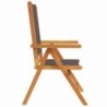 4 db antracitszürke szövet és tömör fa dönthető kerti szék