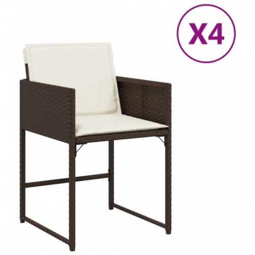 4 db barna polyrattan kerti szék párnával