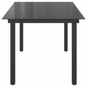 Fekete alumínium és üveg kerti asztal 190 x 90 x 74 cm