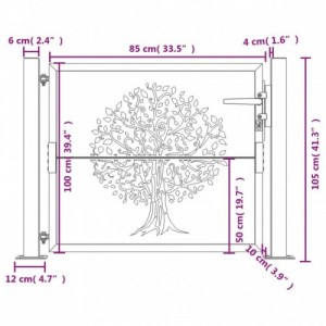 Rozsdaszínű famintás corten acél kerti kapu 105 x 105 cm