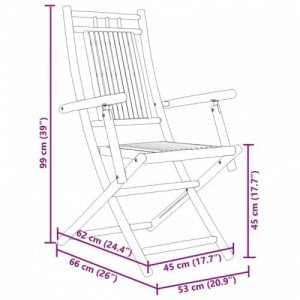 4 db összecsukható bambusz kerti szék 53 x 66 x 99 cm