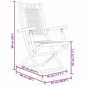 8 db összecsukható bambusz kerti szék 53 x 66 x 99 cm