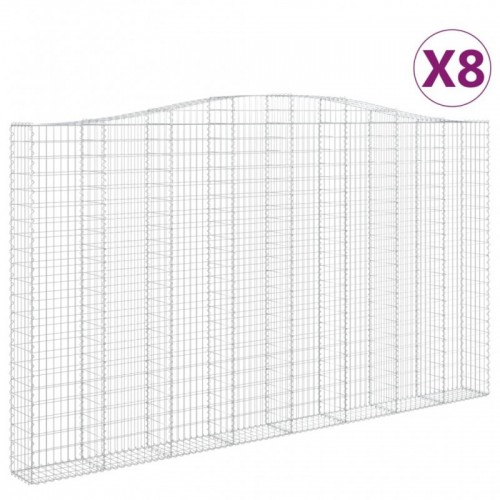 8 db íves horganyzott vas gabion kosár 400x30x220|240 cm