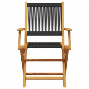 4 db fekete tömör akácfa összecsukható kerti szék