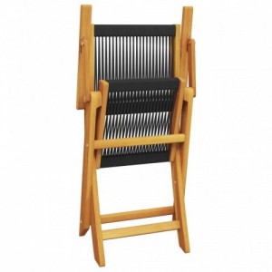 6 db fekete tömör akácfa összecsukható kerti szék