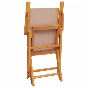 4 db tópszínű szövet és tömör fa összecsukható kerti szék