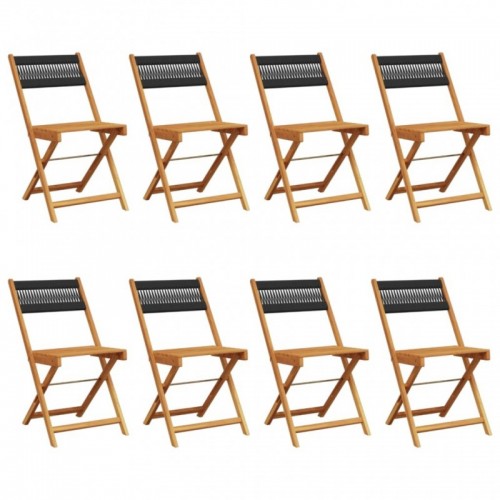 8 db fekete tömör akácfa összecsukható kerti szék
