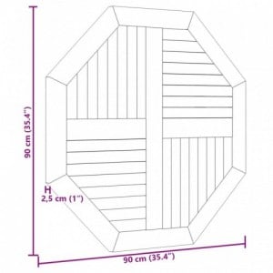 Tömör tíkfa nyolcszögletű asztallap 90 x 90 x 2,5 cm