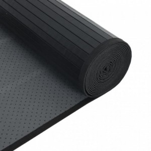 Négyszögletű fekete bambusz szőnyeg 100 x 1000 cm