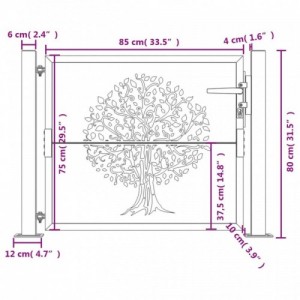 Famintás corten acél kerti kapu 105 x 80 cm