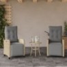2 db vegyes bézs polyrattan dönthető kerti szék lábtartóval