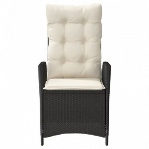 2 db fekete polyrattan dönthető kerti szék párnával