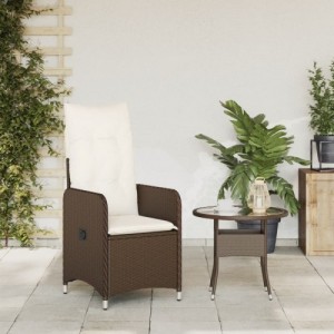 Barna polyrattan dönthető kerti szék párnákkal