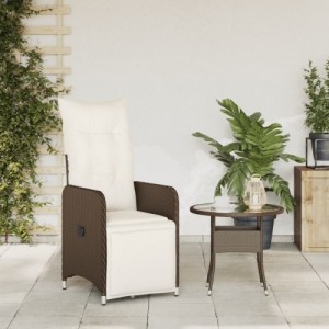 Barna polyrattan dönthető kerti szék párnákkal