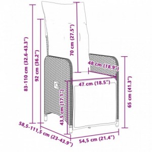 2 db barna polyrattan dönthető kerti szék párnákkal