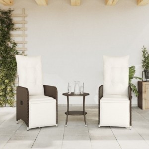 2 db barna polyrattan dönthető kerti szék asztallal