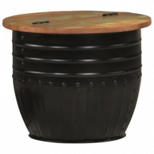 Fekete tömör újrahasznosított fa dohányzóasztal 50 x 39,5 cm