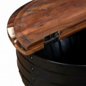 Fekete tömör újrahasznosított fa dohányzóasztal 50 x 39,5 cm