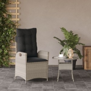 Világosszürke polyrattan dönthető kerti szék párnával